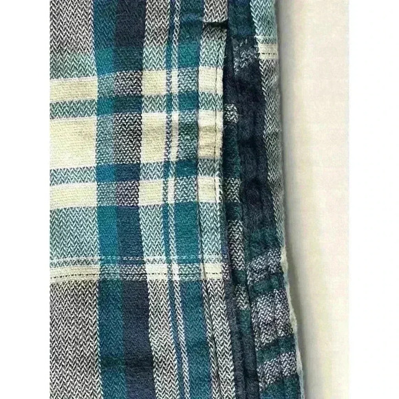 Wrangler Heavy Flannel Shacket Sherpa Lined Jacket Mens M Blue Plaid flaws - Picture 7 of 9